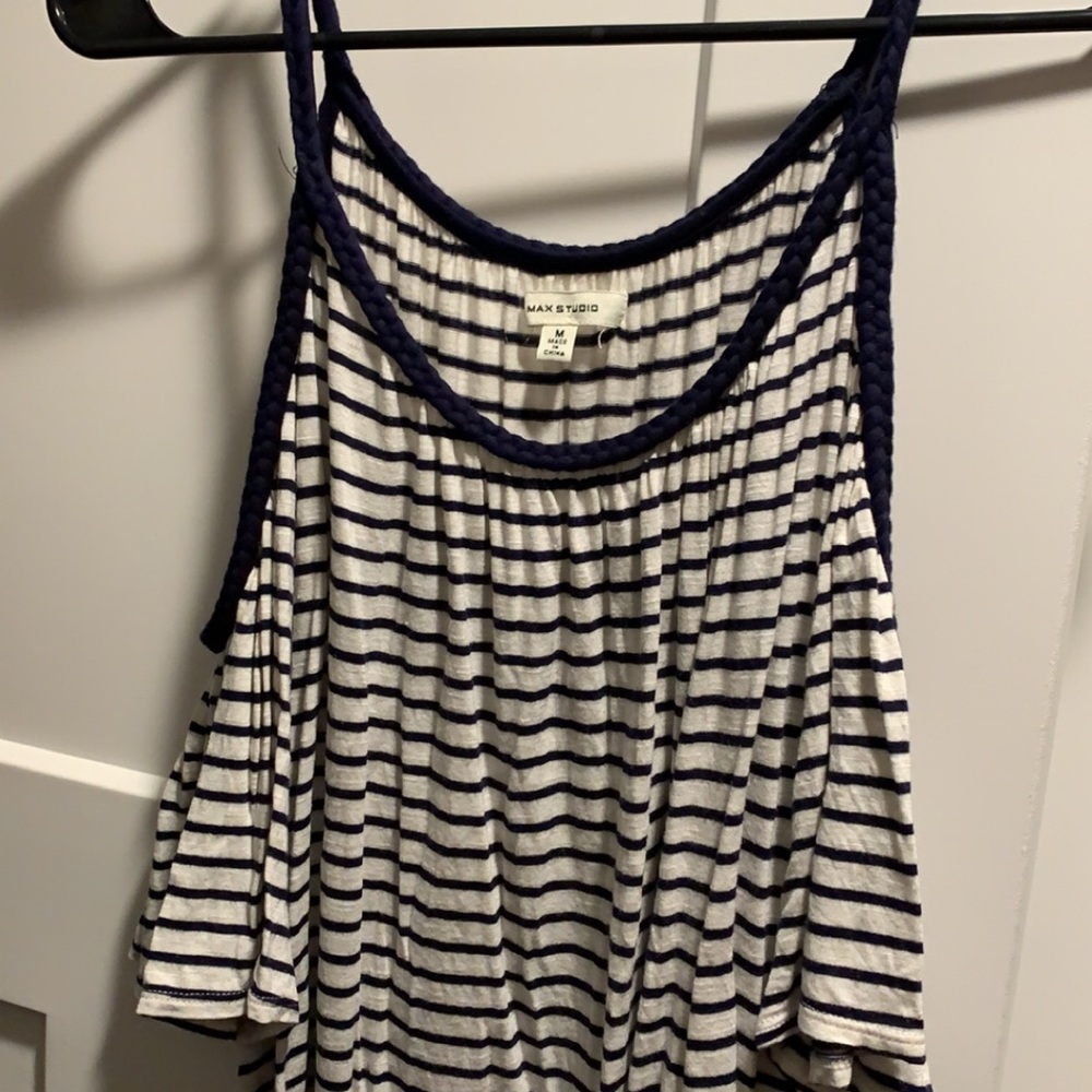 White and blue striped shirt
